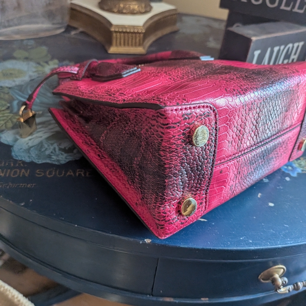 MICHAEL KORS Mercer Hot Pink Python Embossed Leat… - image 9